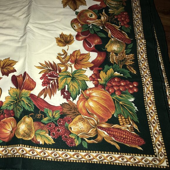 Thanksgiving Harvest Polycotton Tablecloth Spain Green Fruits Veggies 59 x 88 " - Picture 1 of 3